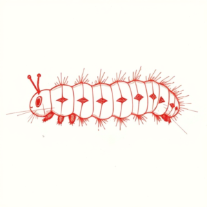 Loose Red Pencil Caterpillar Tattoo