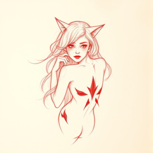 Loose Red Pencil Catrina Tattoo