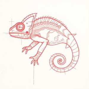 Loose Red Pencil Chameleon Tattoo