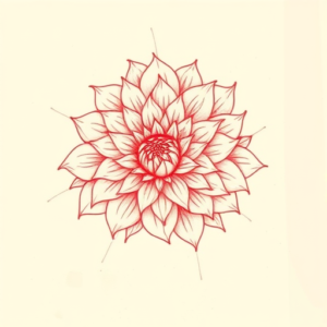 Loose Red Pencil Chrysanthemum Tattoo