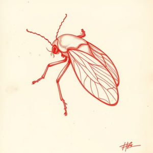 Loose Red Pencil Cicada Tattoo