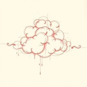 Loose Red Pencil Cloud Tattoo