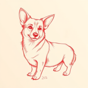 Loose Red Pencil Corgi Tattoo