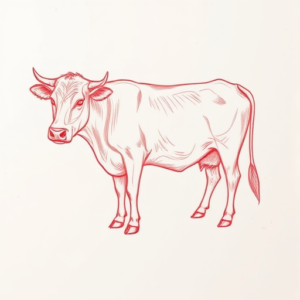 Loose Red Pencil Cow Tattoo