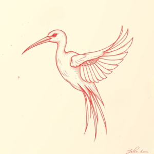 Loose Red Pencil Crane Tattoo
