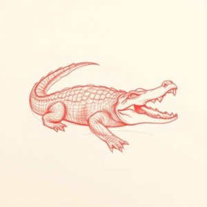 Loose Red Pencil Crocodile Tattoo