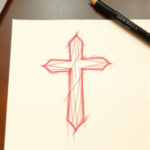 Loose Red Pencil Cross Tattoo