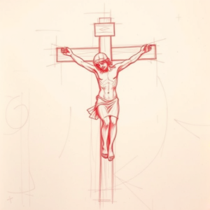 Loose Red Pencil Crucifix Tattoo