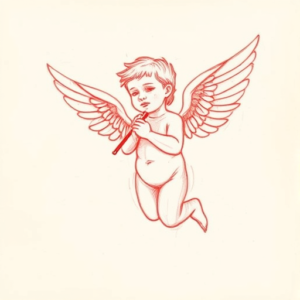 Loose Red Pencil Cupid Tattoo
