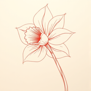 Loose Red Pencil Daffodil Tattoo