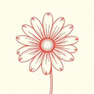 Loose Red Pencil Daisy Tattoo