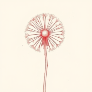 Loose Red Pencil Dandelion Tattoo