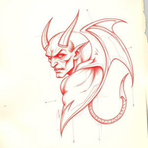Loose Red Pencil Devil Tattoo