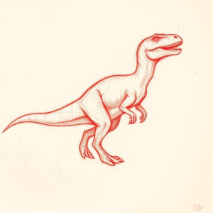 Loose Red Pencil Dinosaur Tattoo