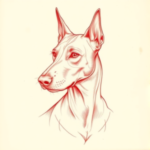 Loose Red Pencil Doberman Tattoo