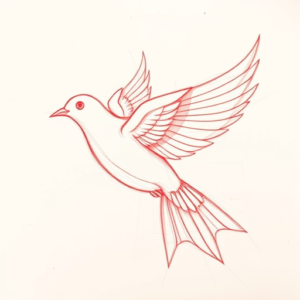 Loose Red Pencil Dove Tattoo