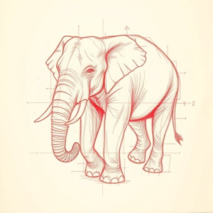Loose Red Pencil Elephant Tattoo