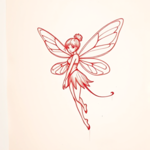 Loose Red Pencil Fairy Tattoo