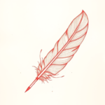 Loose Red Pencil Feather Tattoo