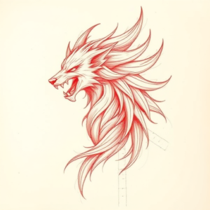 Loose Red Pencil Fenrir Tattoo