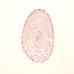 Loose Red Pencil Fingerprint Tattoo