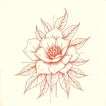 Loose Red Pencil Floral Tattoo