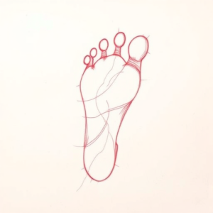 Loose Red Pencil Footprint Tattoo