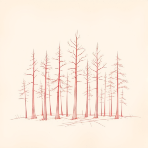 Loose Red Pencil Forest Tattoo