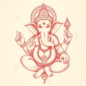 Loose Red Pencil Ganesha Tattoo