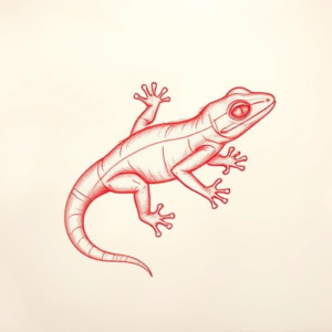 Loose Red Pencil Gecko Tattoo