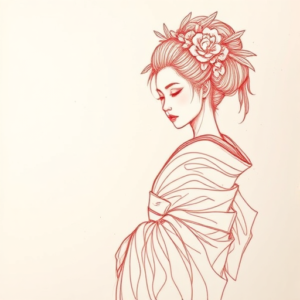 Loose Red Pencil Geisha Tattoo