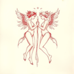 Loose Red Pencil Gemini Tattoo