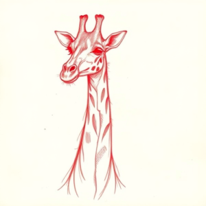 Loose Red Pencil Giraffe Tattoo