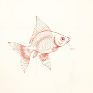 Loose Red Pencil Goldfish Tattoo