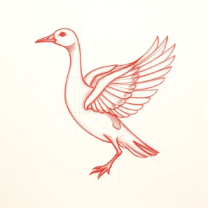 Loose Red Pencil Goose Tattoo
