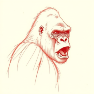 Loose Red Pencil Gorilla Tattoo