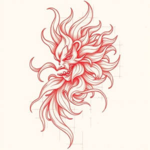 Loose Red Pencil Hannya Tattoo