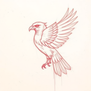 Loose Red Pencil Hawk Tattoo