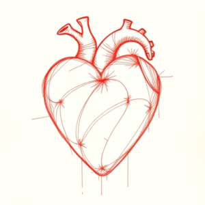 Loose Red Pencil Heart Tattoo