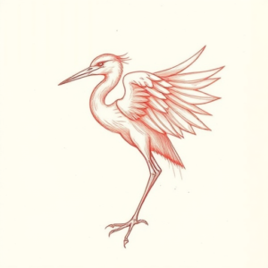 Loose Red Pencil Heron Tattoo
