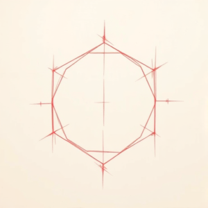 Loose Red Pencil Hexagon Tattoo