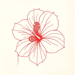 Loose Red Pencil Hibiscus Tattoo