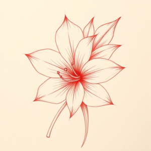 Loose Red Pencil Honeysuckle Tattoo