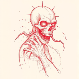 Loose Red Pencil Horror Tattoo