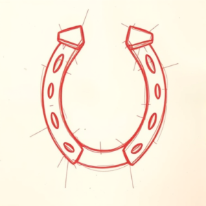 Loose Red Pencil Horseshoe Tattoo