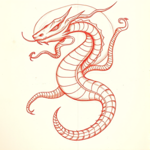 Loose Red Pencil Hydra Tattoo