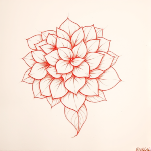 Loose Red Pencil Hydrangea Tattoo