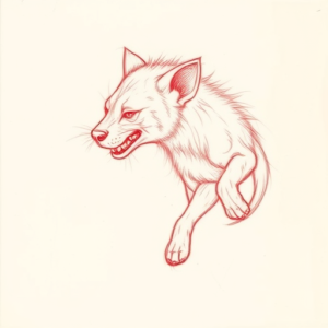 Loose Red Pencil Hyena Tattoo