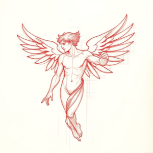 Loose Red Pencil Icarus Tattoo