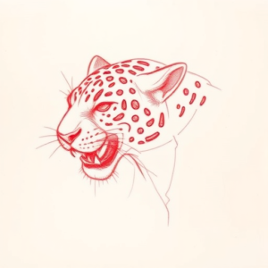 Loose Red Pencil Jaguar Tattoo